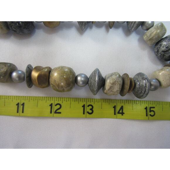 Silver Gold Tone Beaded Necklace 24" Boho Cottagecore Grunge Chunky Whimsigoth - Picture 4 of 6
